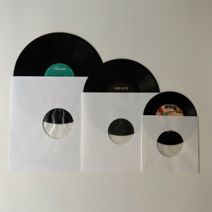 Maniche interne da record in carta bianca 33RPM con foro per 12 dischi in vinile