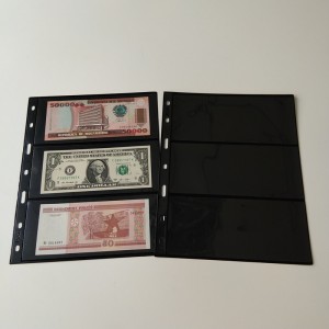 3 pagine di portafoglio di Pocket Black Currency Storage per banconote in valuta
